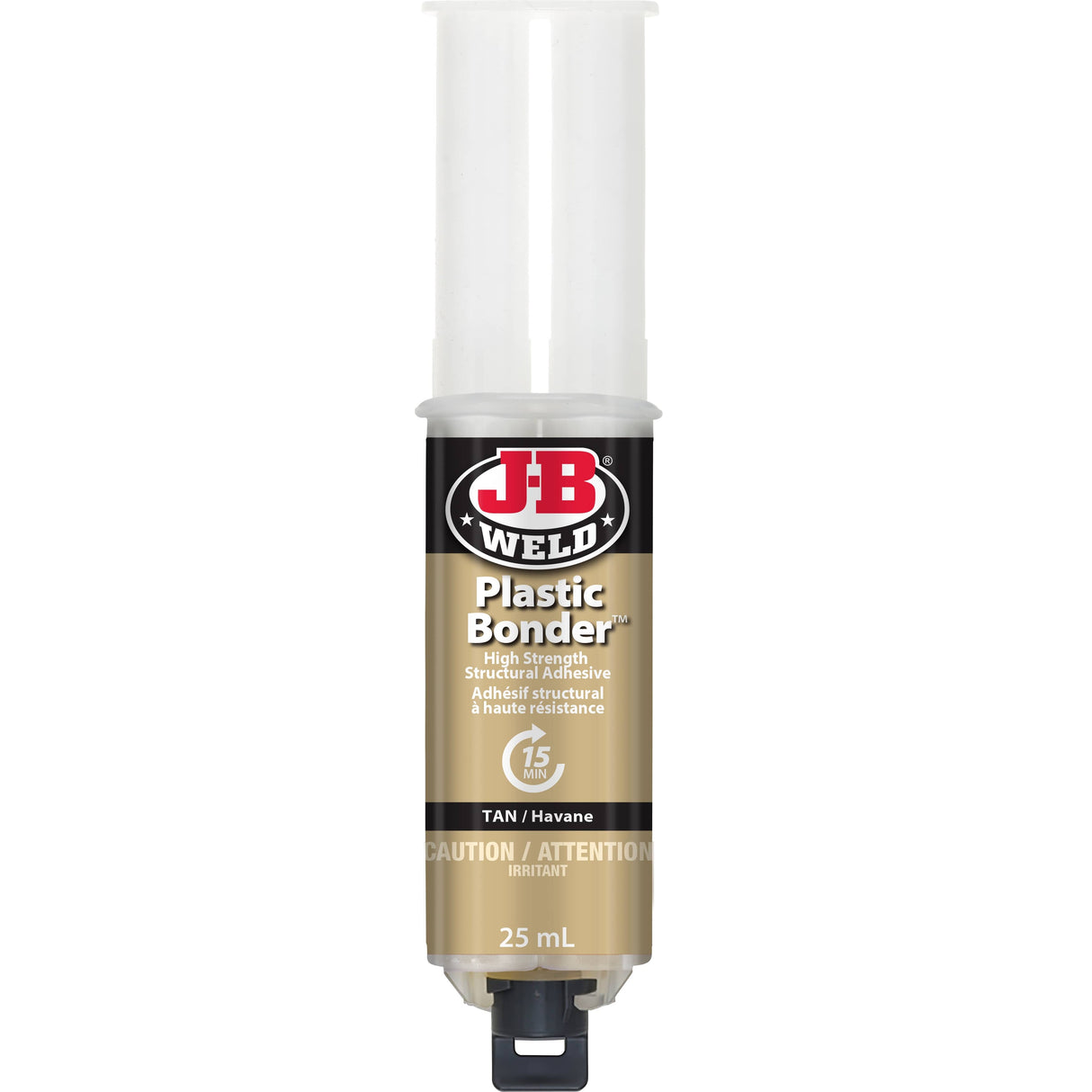 High Strength Plastic Bonder Adhesive Syringe - Tan, 25 ml