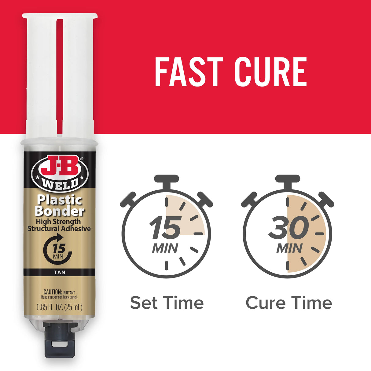 High Strength Plastic Bonder Adhesive Syringe - Tan, 25 ml