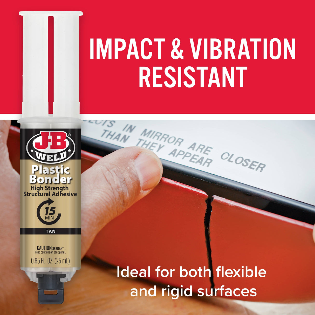 High Strength Plastic Bonder Adhesive Syringe - Tan, 25 ml