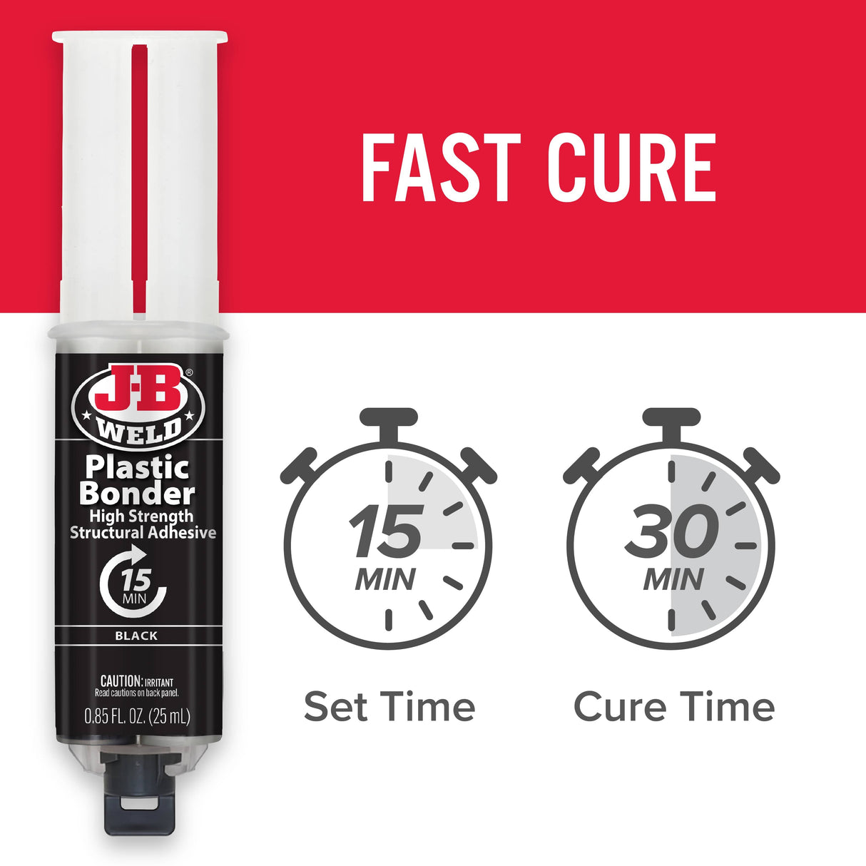 High Strength Plastic Bonder Adhesive Syringe - Black, 25 ml