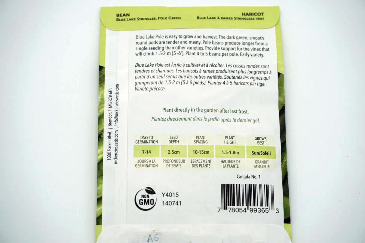 Blue Lake Stringless Pole Bean Seeds