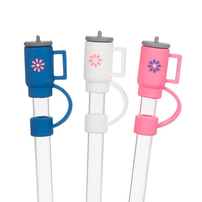 3 Pack Jumbo Straws with Drink Bottle Caps