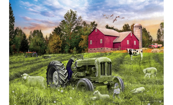 Vintage Tractor Puzzle W/ Tin