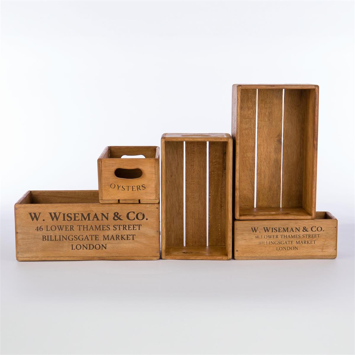 Rectangle Wooden Crates - Set of 5