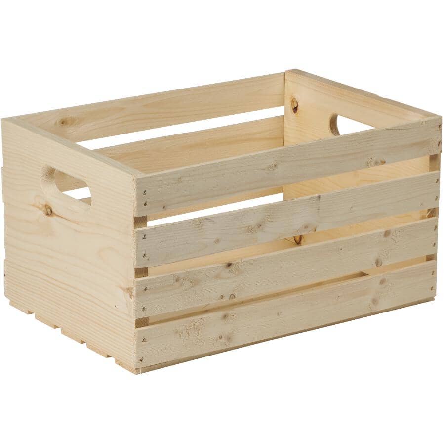 Wood Storage Crate - Natural Pine, 17.5" x 12.5" x 9.5"