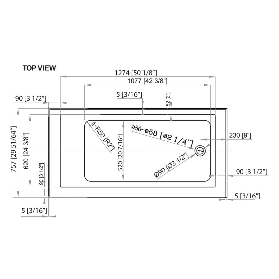 60" x 30" Ralph Acrylic Skirted Tub - with Left Hand Drain, White