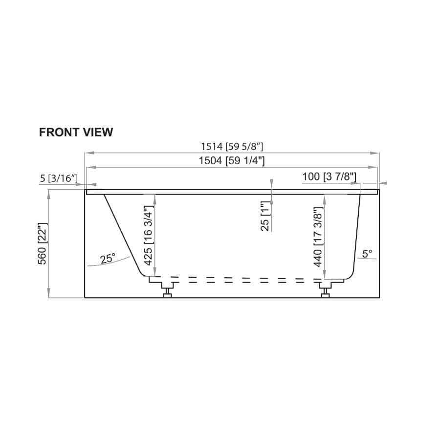 60" x 30" Ralph Acrylic Skirted Tub - with Left Hand Drain, White