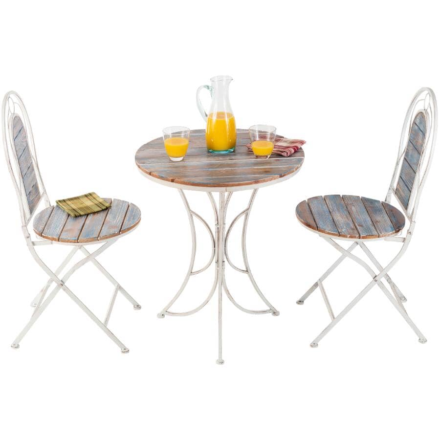 Weathered Wood Folding Bistro Set - 3 Piece
