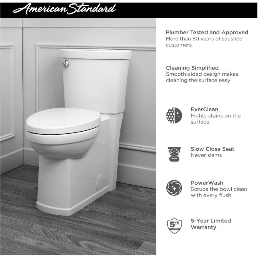 4.8 L Decor High Efficiency Elongated Toilet - with Concealed Trapway, 16.5" Right Height, White