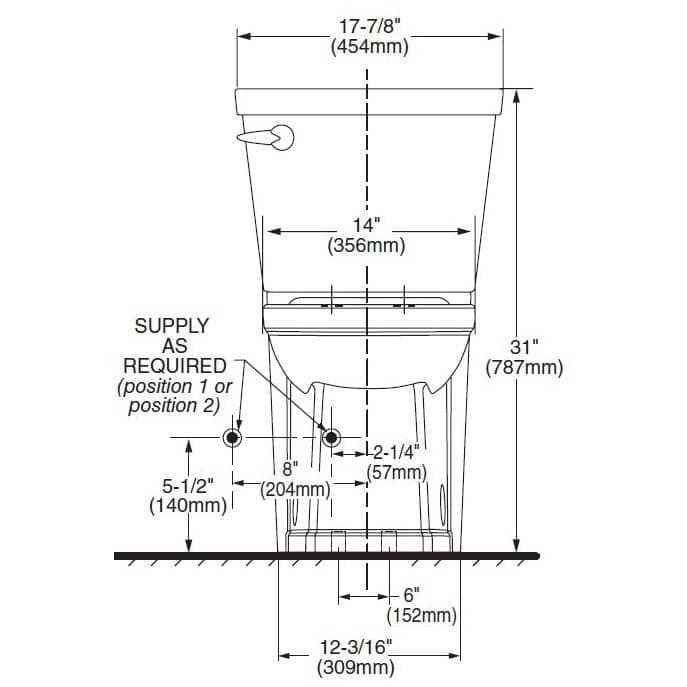 4.8 L Decor High Efficiency Elongated Toilet - with Concealed Trapway, 16.5" Right Height, White