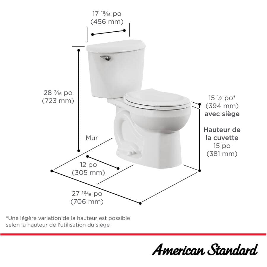 4.8 L Reliant Round Toilet - White, 15"