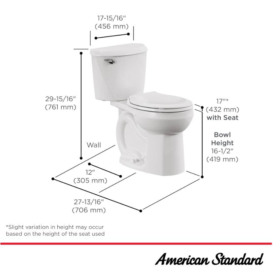 4.8 L Reliant Round Toilet - White, 16.5"