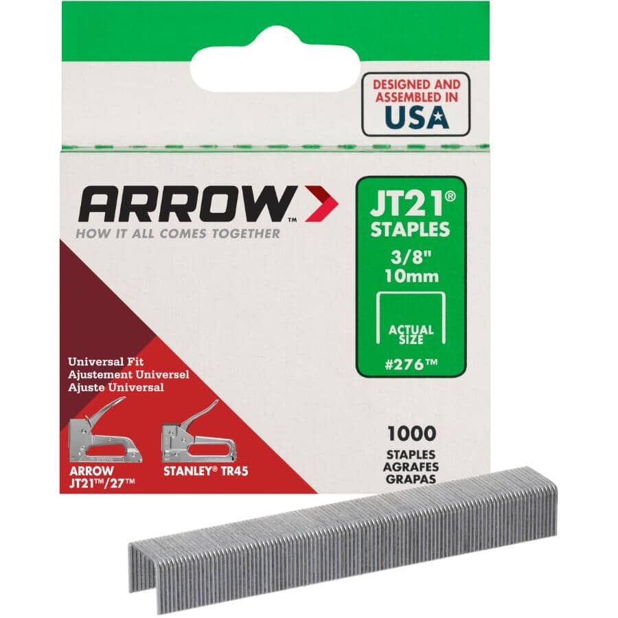 1000 Pack 3/8" Staples, for JT21 Stapler