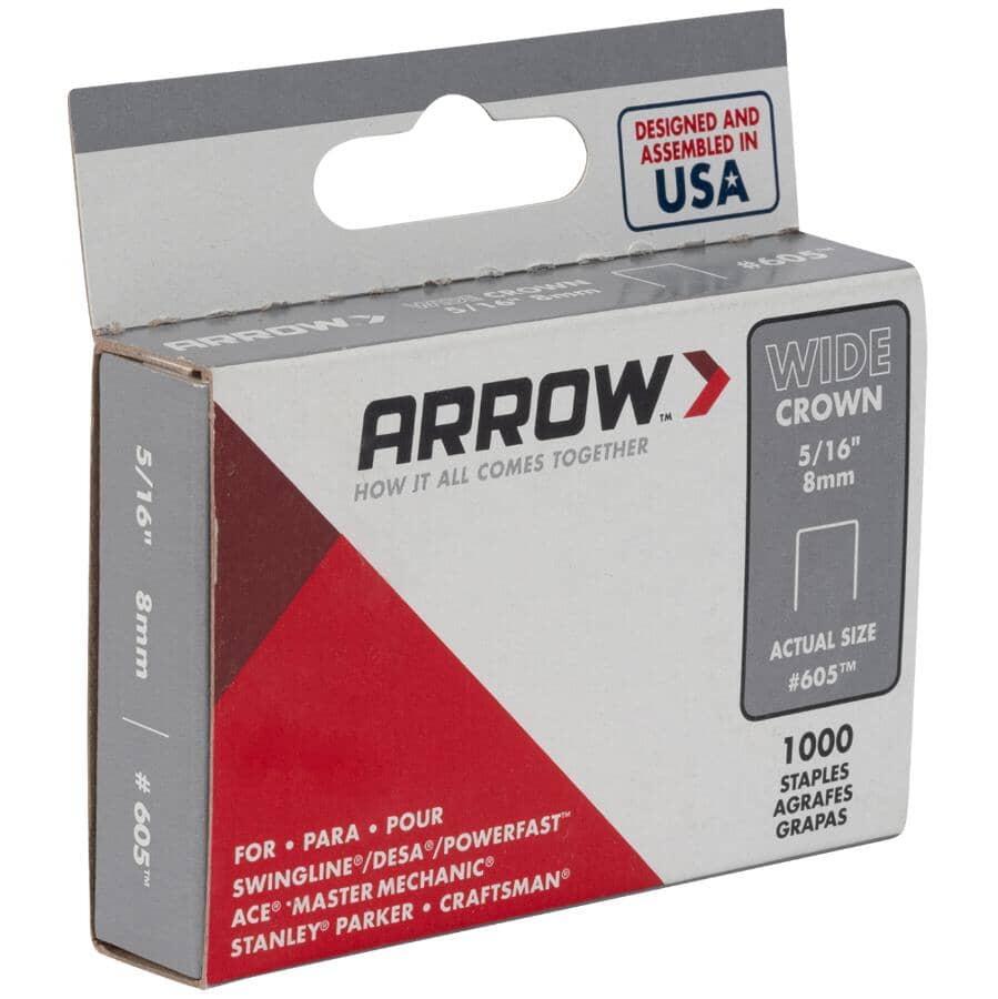 1000 Pack 5/16" Wide-Crown Staples, for #800X Stapler