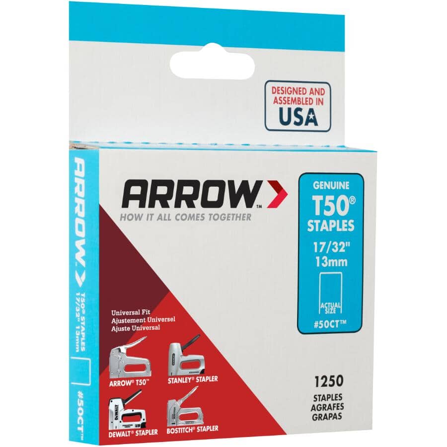 1250 Pack 17/32" Ceiling Tile Staples, for T50 Stapler