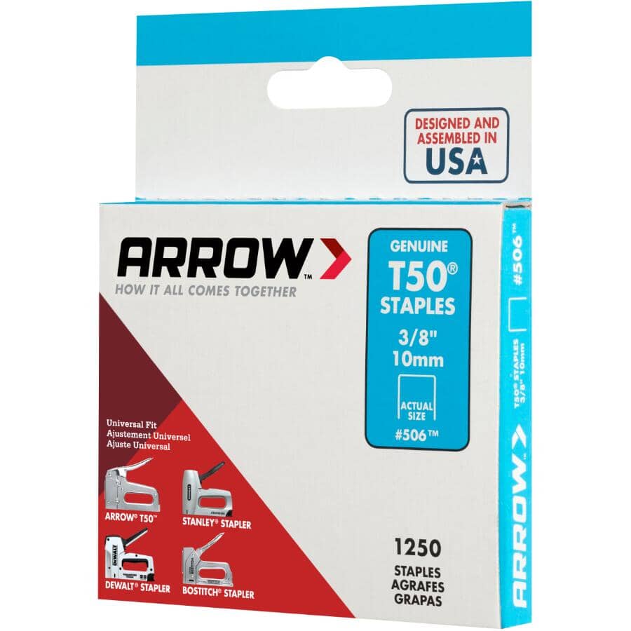 1250 Pack 3/8" Staples, for T50 Stapler