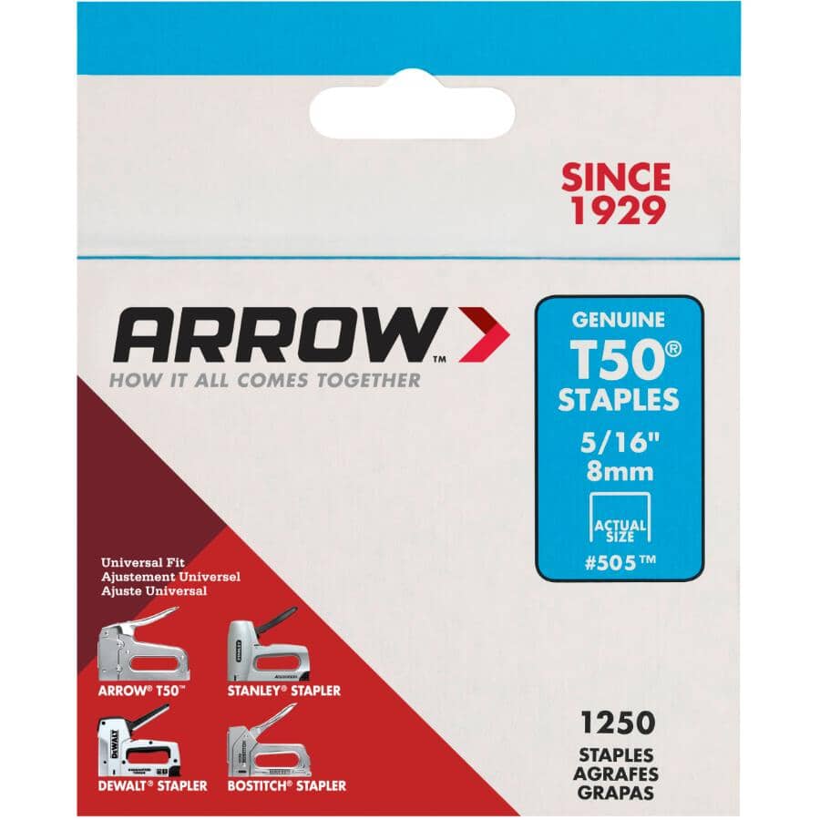 1250 Pack 5/16" Staples, for T50 Stapler