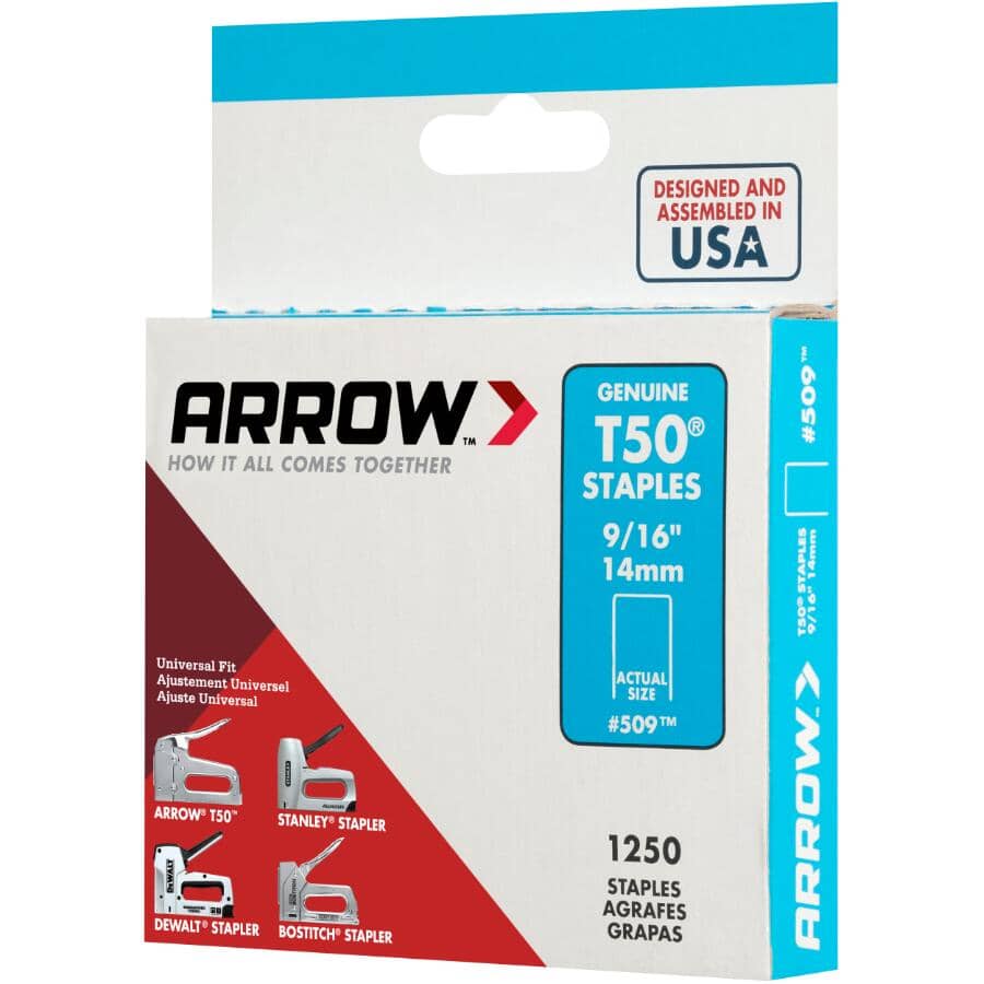 1250 Pack 9/16" T50 #509 Staples
