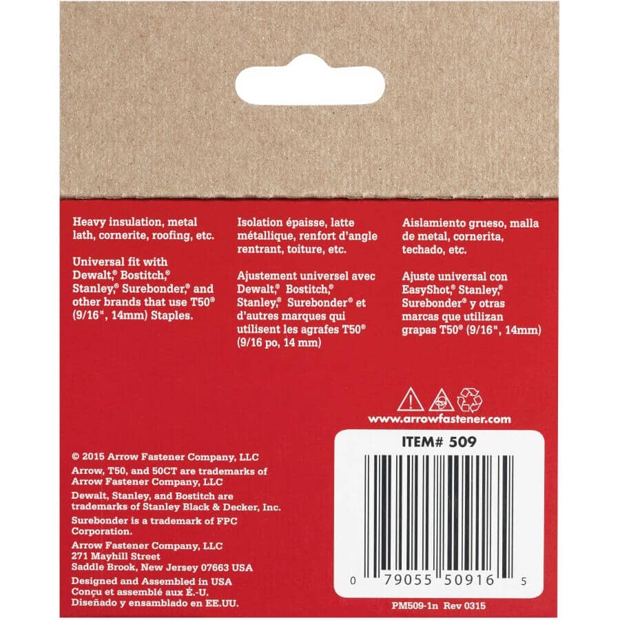 1250 Pack 9/16" T50 #509 Staples