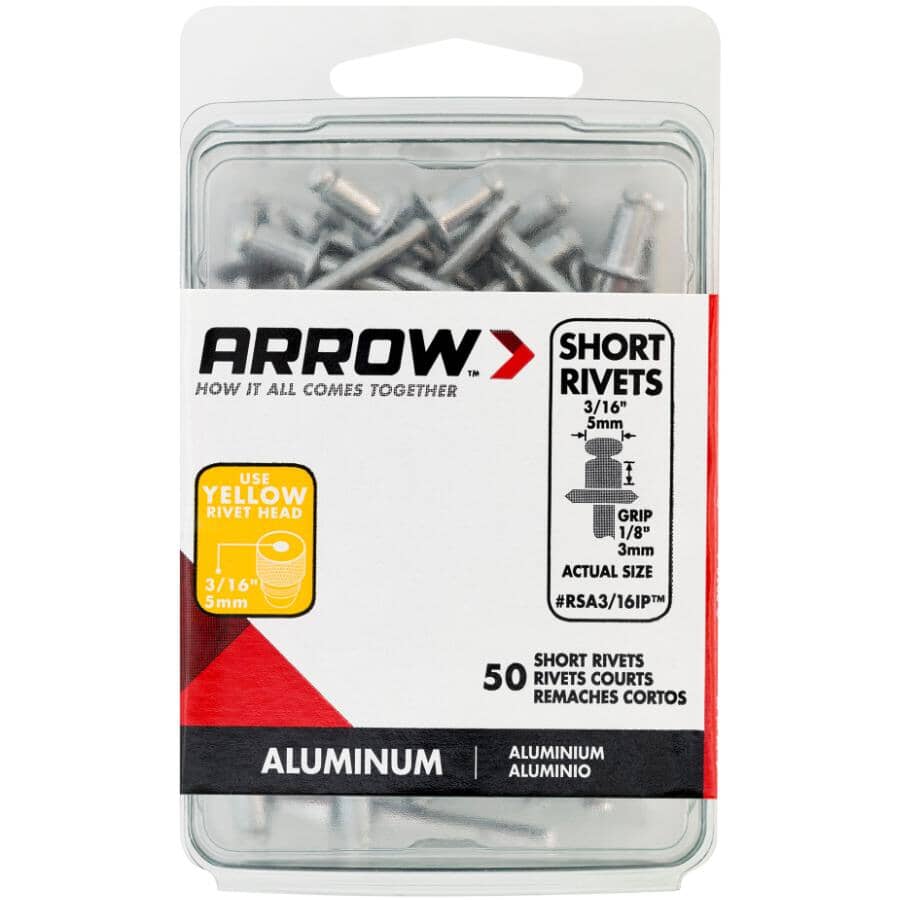 50 Pack 3/16" Short Aluminum Rivets