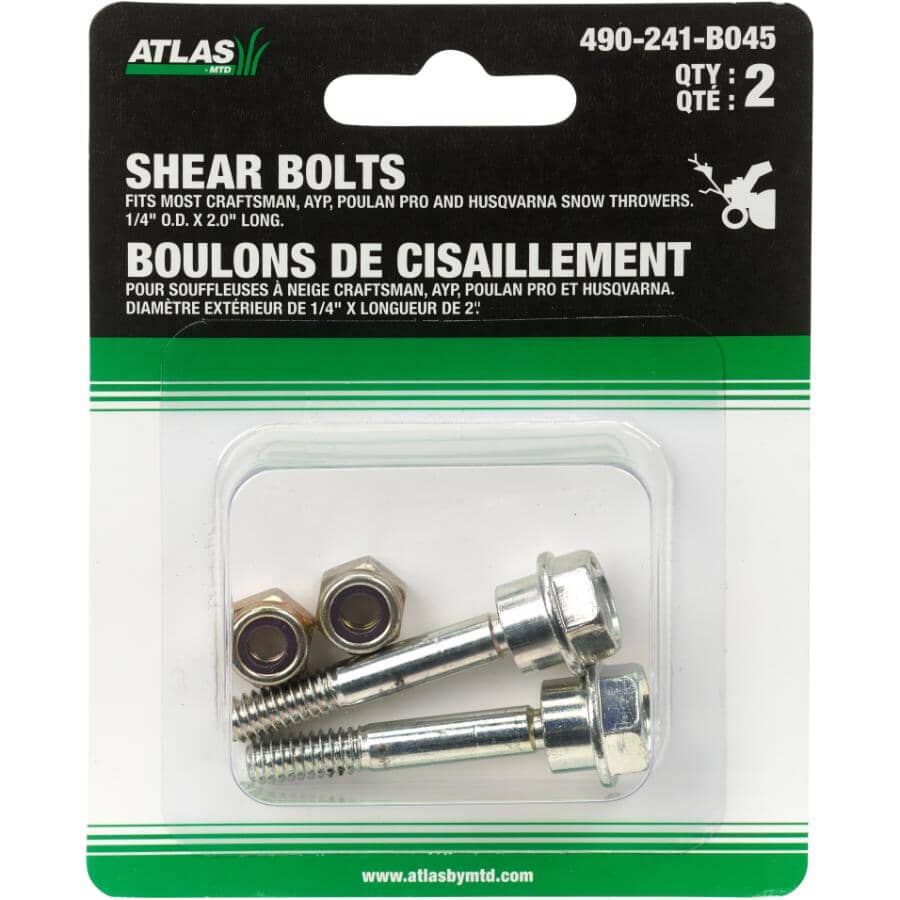 2 Pack Shear Bolts for Craftsman/AYP Snow Throwers