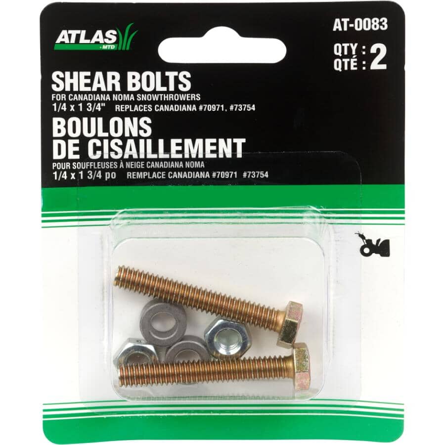 2 Pack Shear Bolts for Murray Snow Throwers