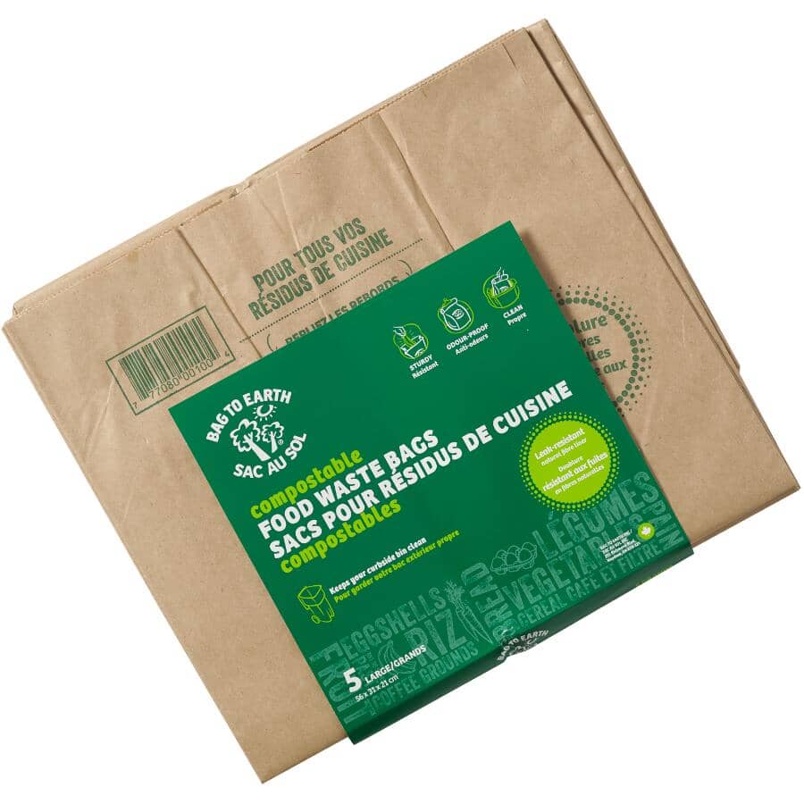 5 Pack 45L 2 Ply Paper Compost Bags