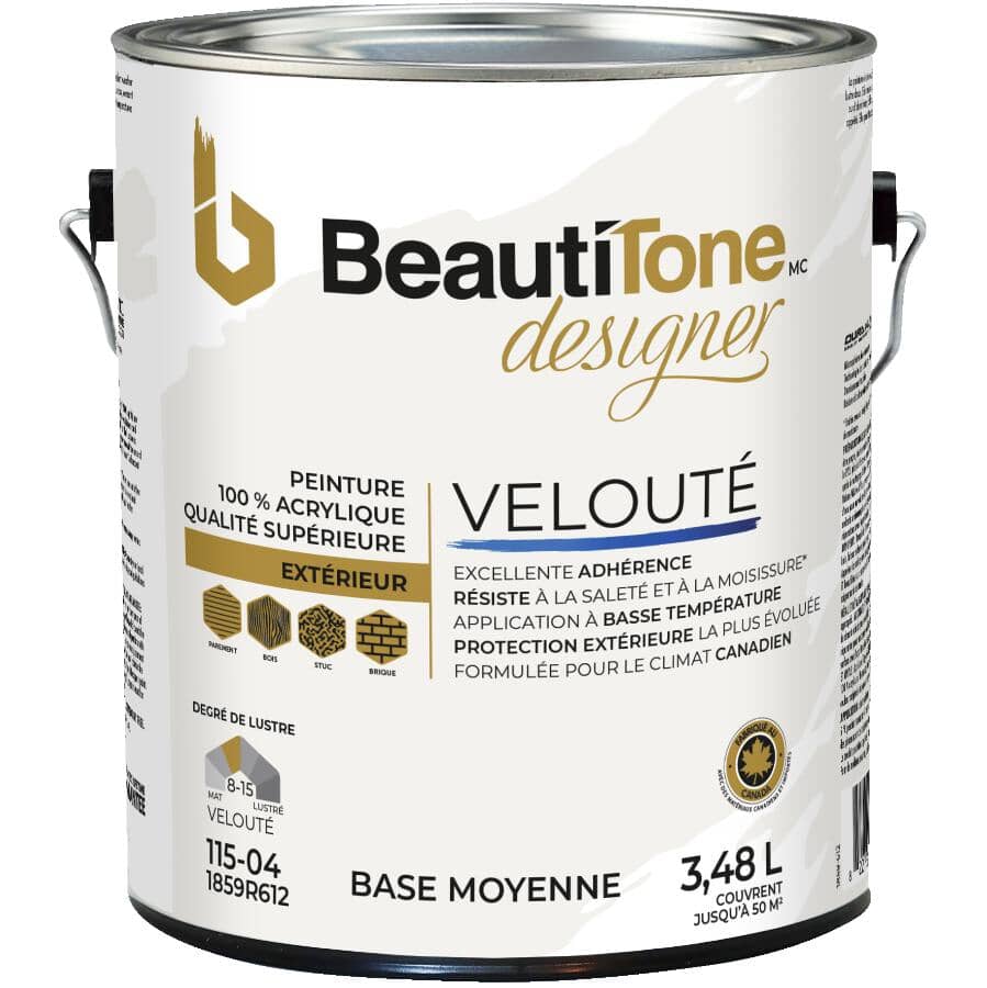 Velvet Exterior Latex Paint - Medium Base, 3.48 L