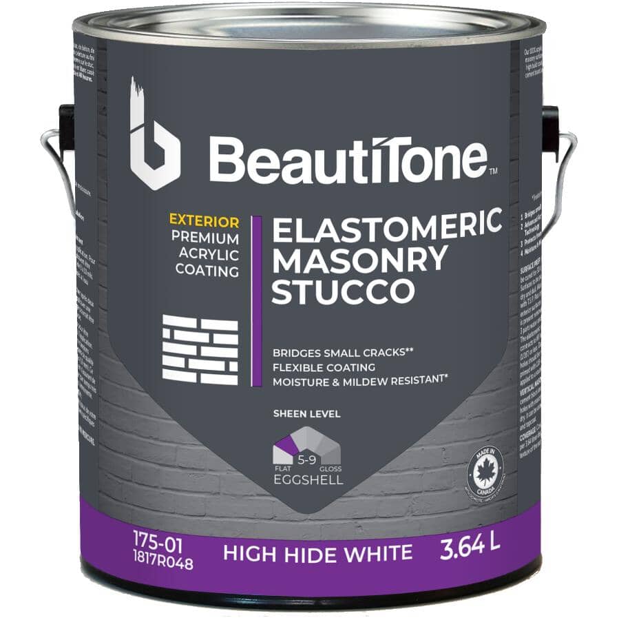 Elastomeric Masonry & Stucco Acrylic Base Paint - High Hide White, 3.64 L