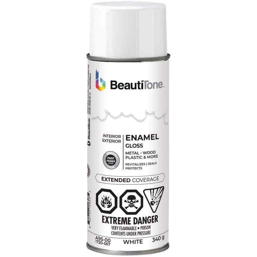 Enamel Interior / Exterior Spray Paint - Gloss White, 340 g