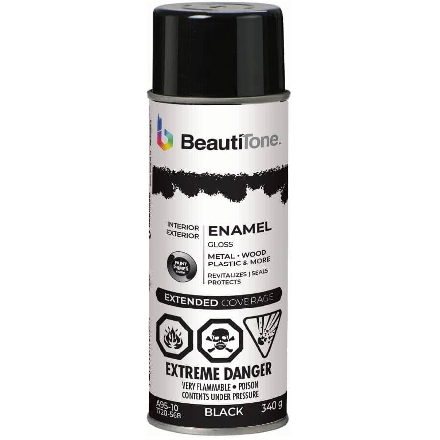 Enamel Interior / Exterior Spray Paint - Gloss Black, 340 g