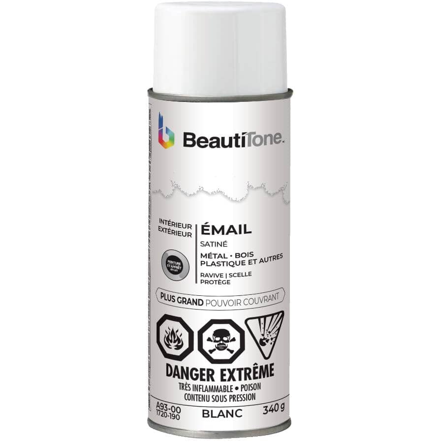 Enamel Interior / Exterior Spray Paint - Satin White, 340 g