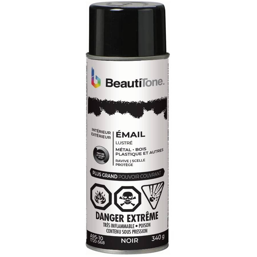 Enamel Interior / Exterior Spray Paint - Gloss Black, 340 g