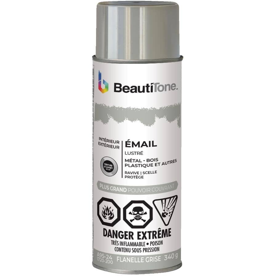 Enamel Interior / Exterior Spray Paint - Gloss Grey Flannel, 340 g