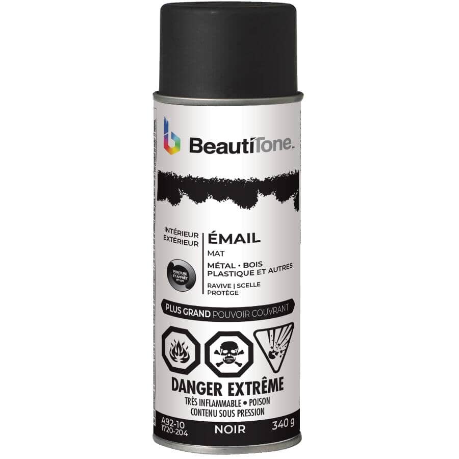 Enamel Interior / Exterior Spray Paint - Flat Black, 340 g