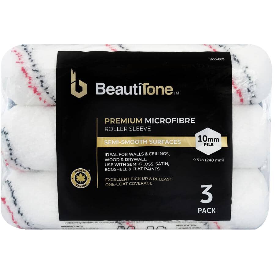 Fabric Microfibre Roller Covers - 240 mm x 10 mm, 3 Pack