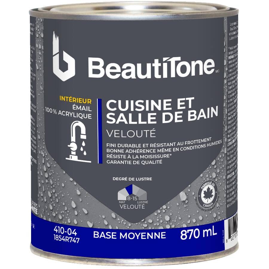 Interior Acrylic Latex Velvet Kitchen & Bath Paint -  Medium Base, 870 ml