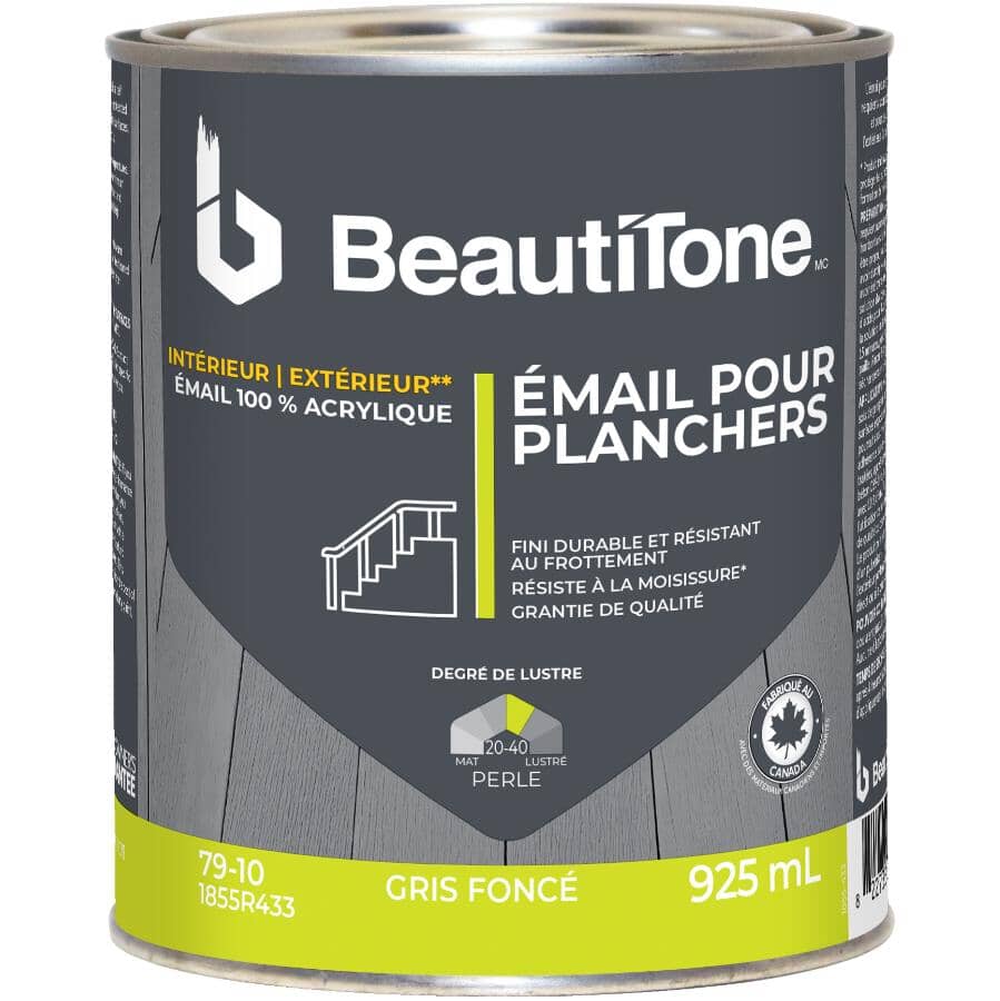 Interior / Exterior Acrylic Latex Pearl Floor Paint - Dark Grey, 925 ml