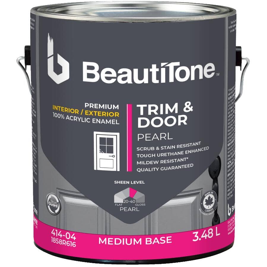 Interior / Exterior Acrylic Latex Pearl Trim & Door Paint - Medium Base, 3.48 L
