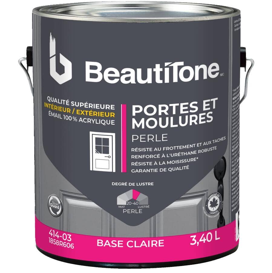 Interior / Exterior Acrylic Latex Pearl Trim & Door Paint - Clear Base, 3.4 L