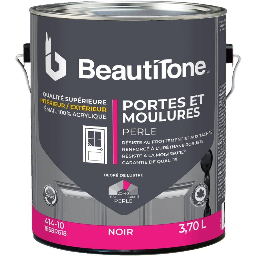 Interior / Exterior Acrylic Latex Pearl Trim & Door Paint - Black, 3.7 L