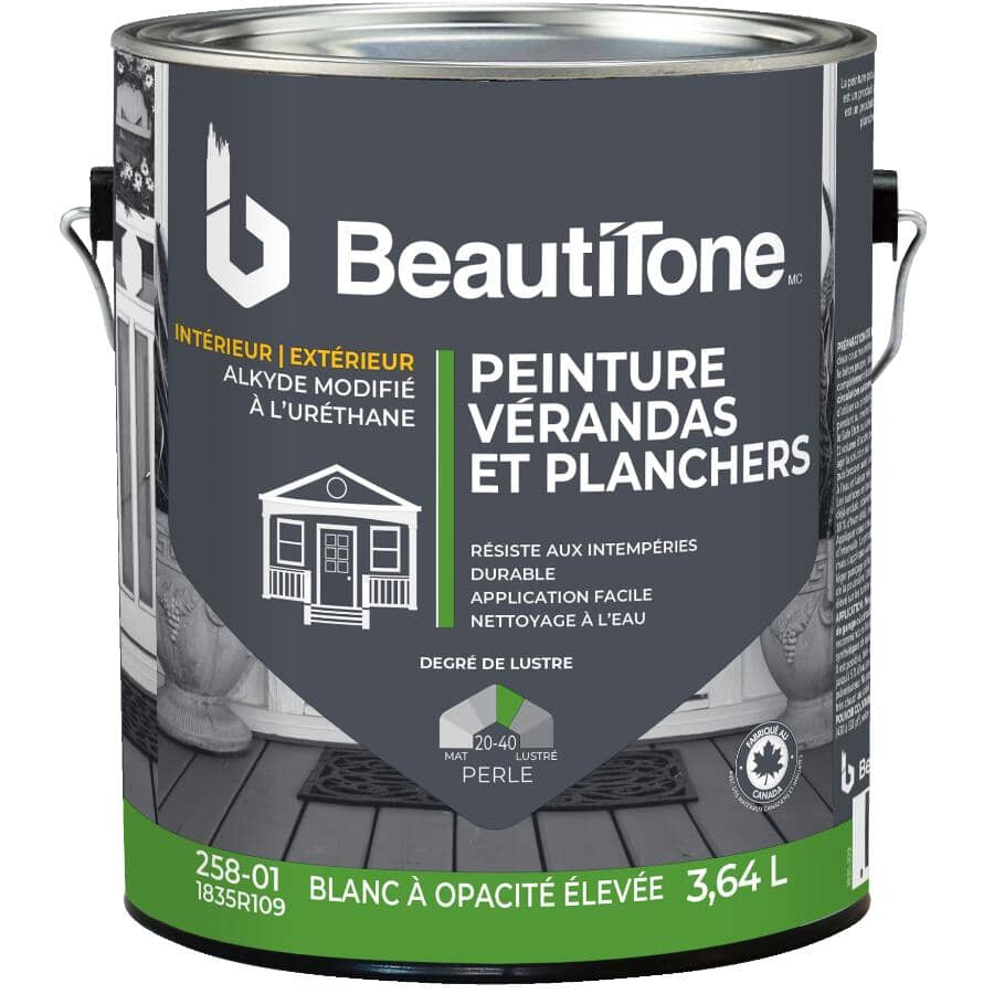 Interior / Exterior Alkyd Pearl Porch & Floor Paint - High Hide White, 3.64 L