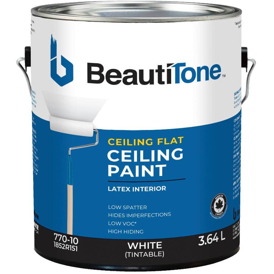 Latex Ceiling Paint - Flat White, 3.64 L