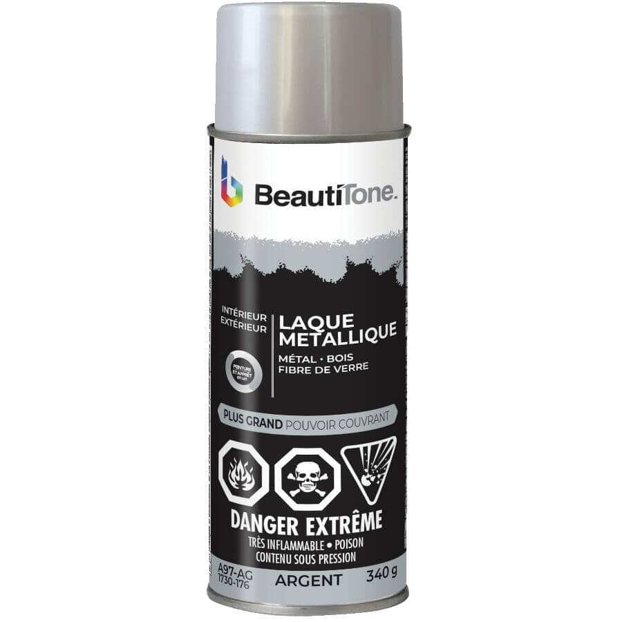 Metallic Lacquer Spray Paint - Gloss Silver, 340 g