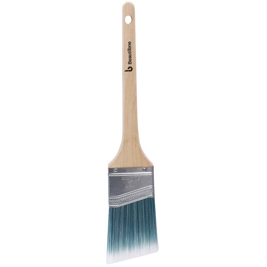 Polyester / Nylon Blend Angular Paint Brush - with Slim Handle, 2" / 50 mm