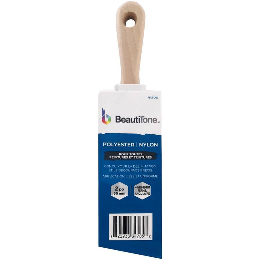 Polyester / Nylon Blend Angular Paint Brush - with Short Handle, 2" / 50 mm