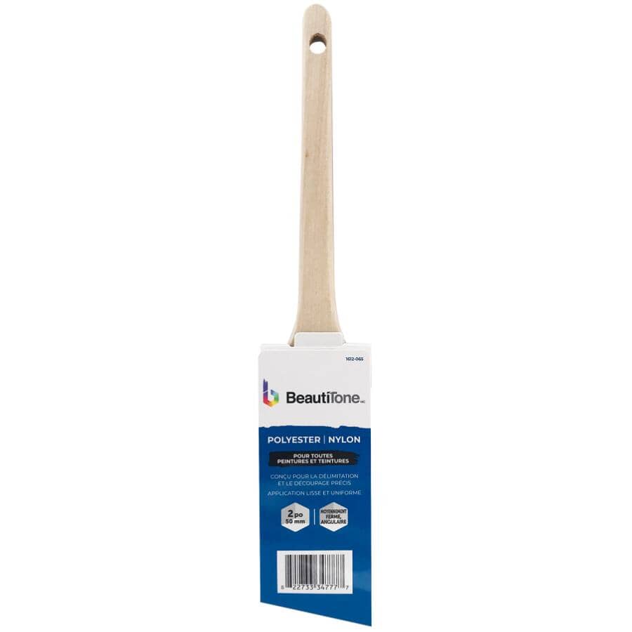 Polyester / Nylon Blend Angular Paint Brush - with Slim Handle, 2" / 50 mm