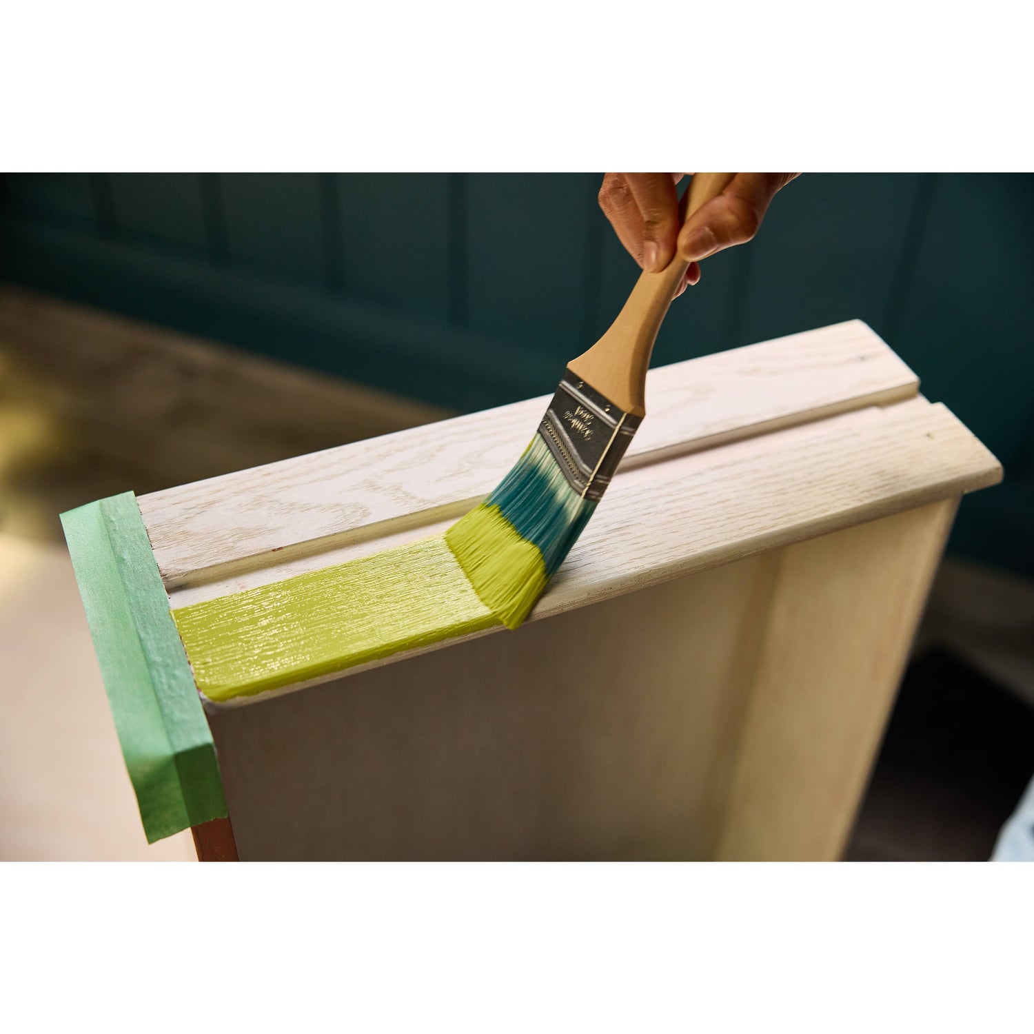 Polyester / Nylon Blend Angular Paint Brush - with Slim Handle, 2" / 50 mm