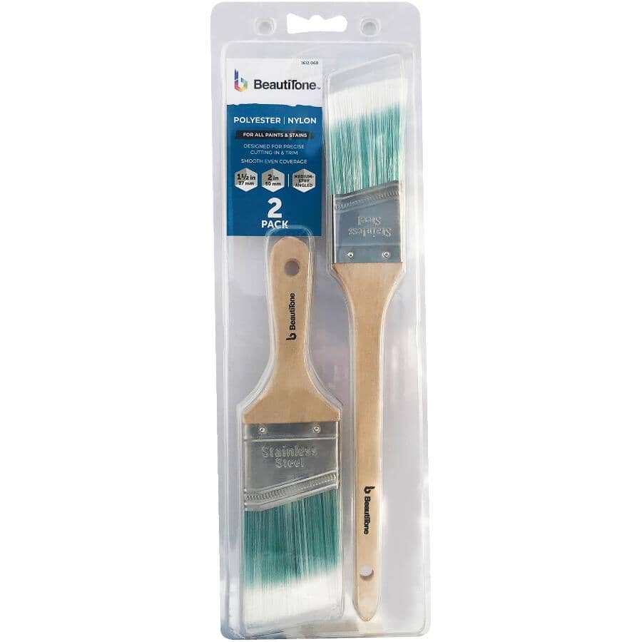 Polyester / Nylon Blend Angular Paint Brushes - Assorted, 2 Pack