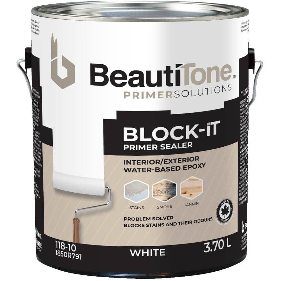 Interior / Exterior Acrylic Latex Block It Primer Sealer - White, 3.7 L